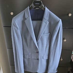Express Men's Extra Slim Fit Blue 2 Piece Suit